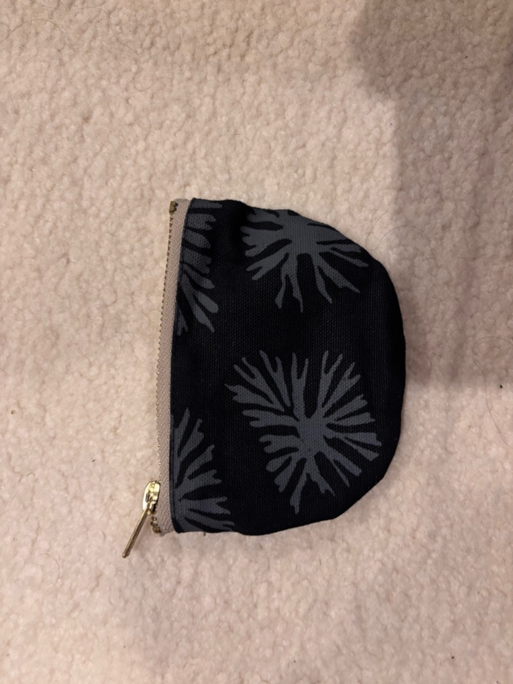 Black Floral Zip Coin Pouch